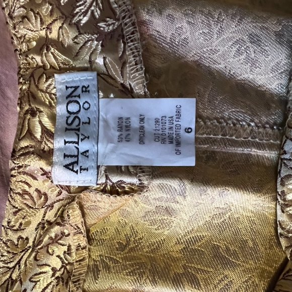 Silky, Sexy, Side Zipper Gold Print Fashion Slacks - Picture 2 of 2